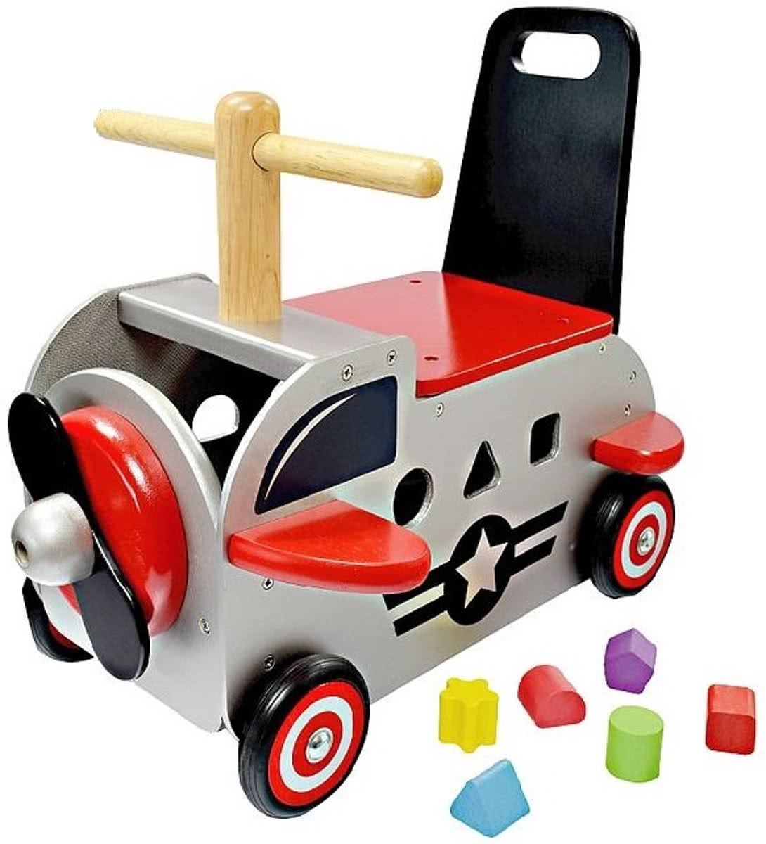 Im Toy Loop- En Duwwagen Vliegtuig 42 X 38 X 24 Cm Grijs/rood